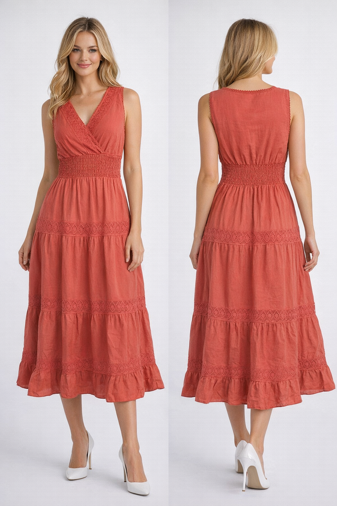Sleeveless Boho Midi Dress