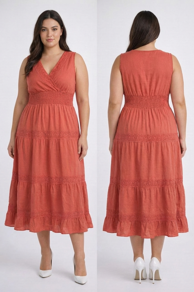 Sleeveless Boho Midi Dress (PLUS)